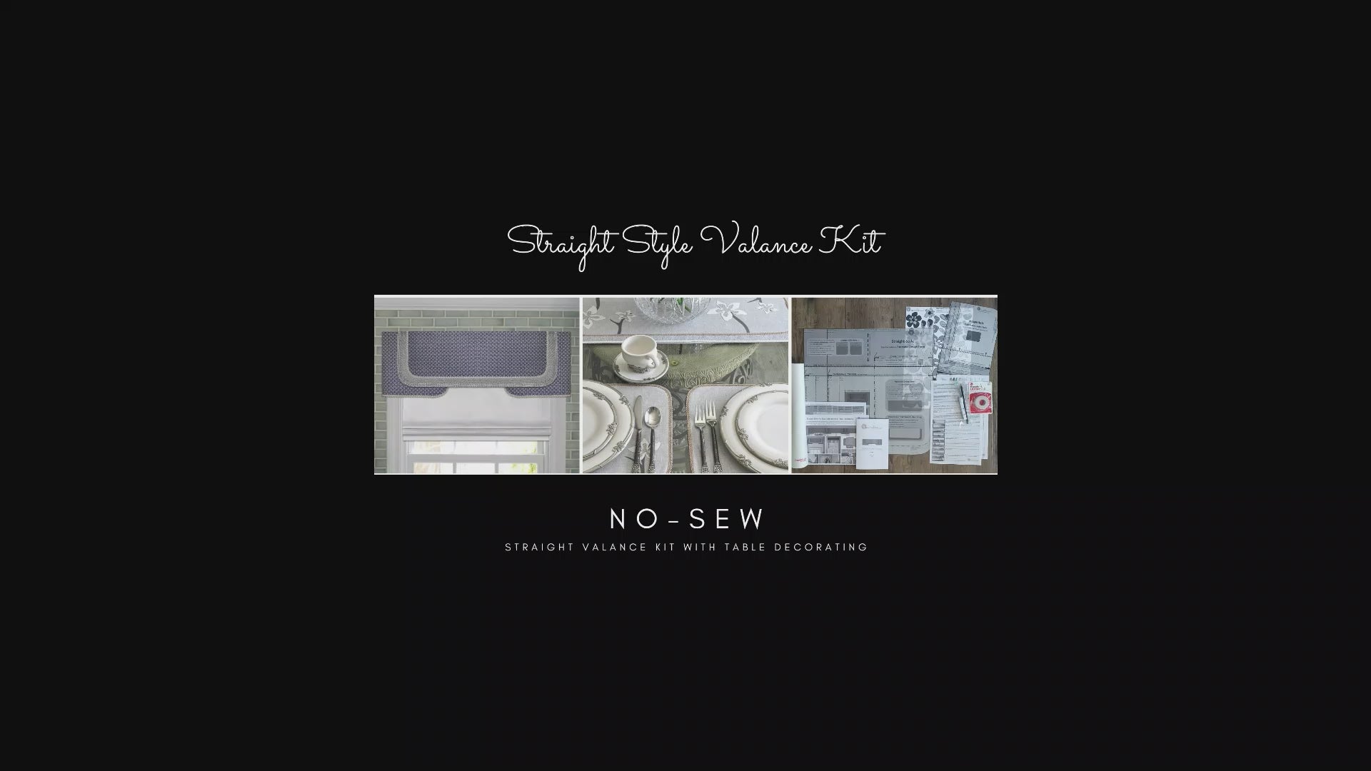 Traceable Designer no-sew straight style valance kit. Make rod pocket curtains for kitchen, bedroom, living room. The perfect sewing alternative for DIY custom window projects. Use valances over drapes, shades, louvered blinds.