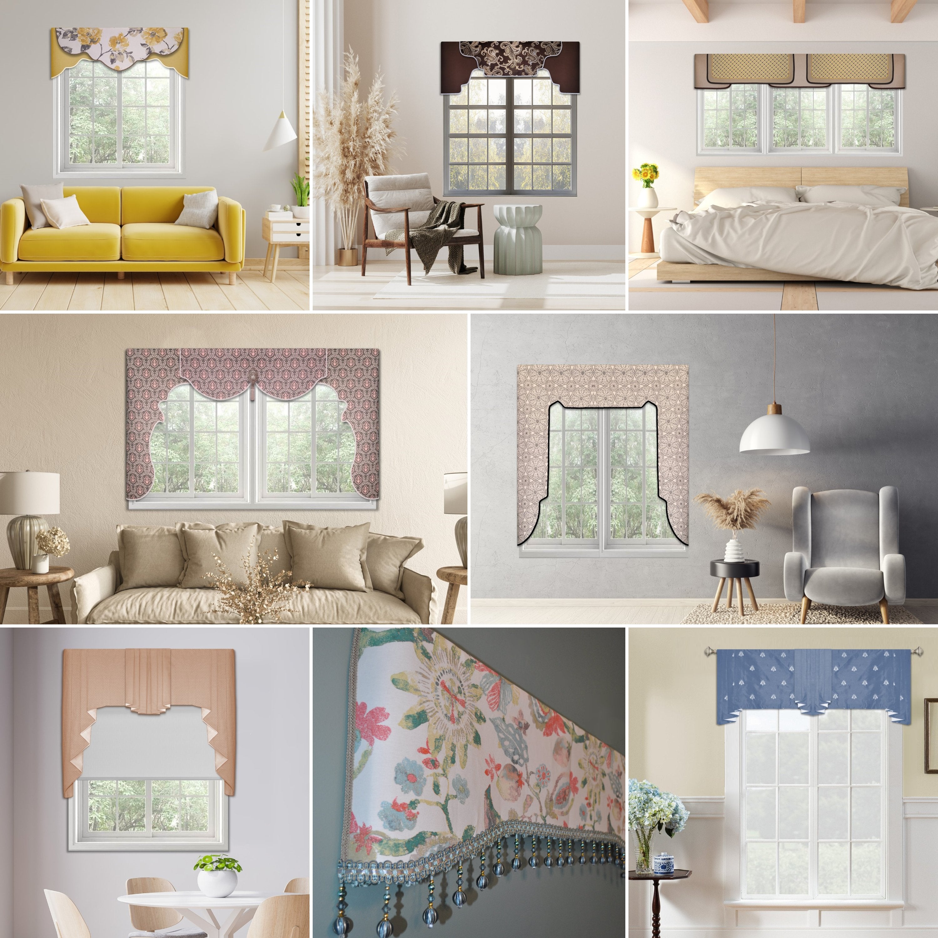 DIY Cornice-Valance Kits, No Sewing! Reusable, Fit All Window Sizes