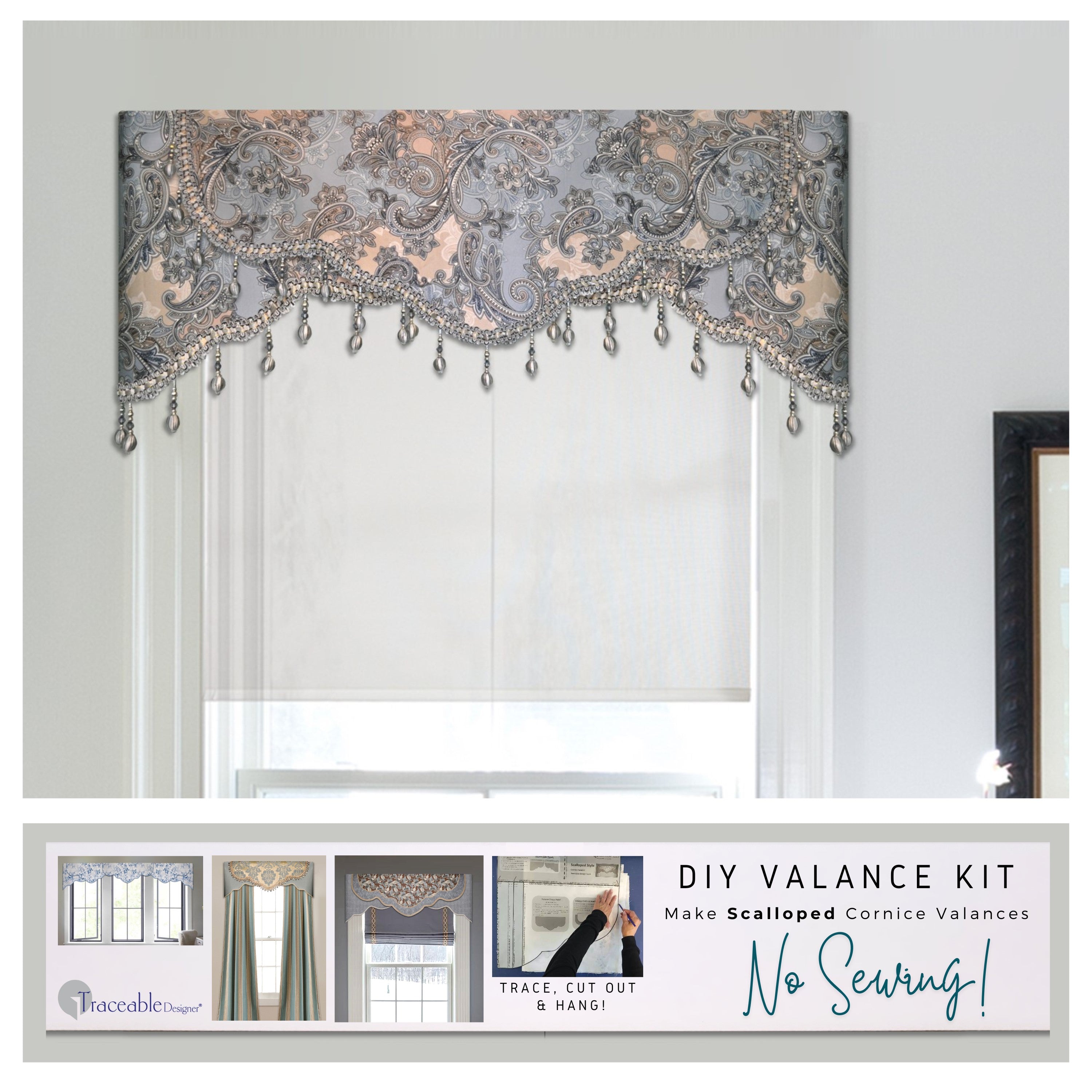 No-sew home decor kits, make cornice valances, swags & lambrequins ...