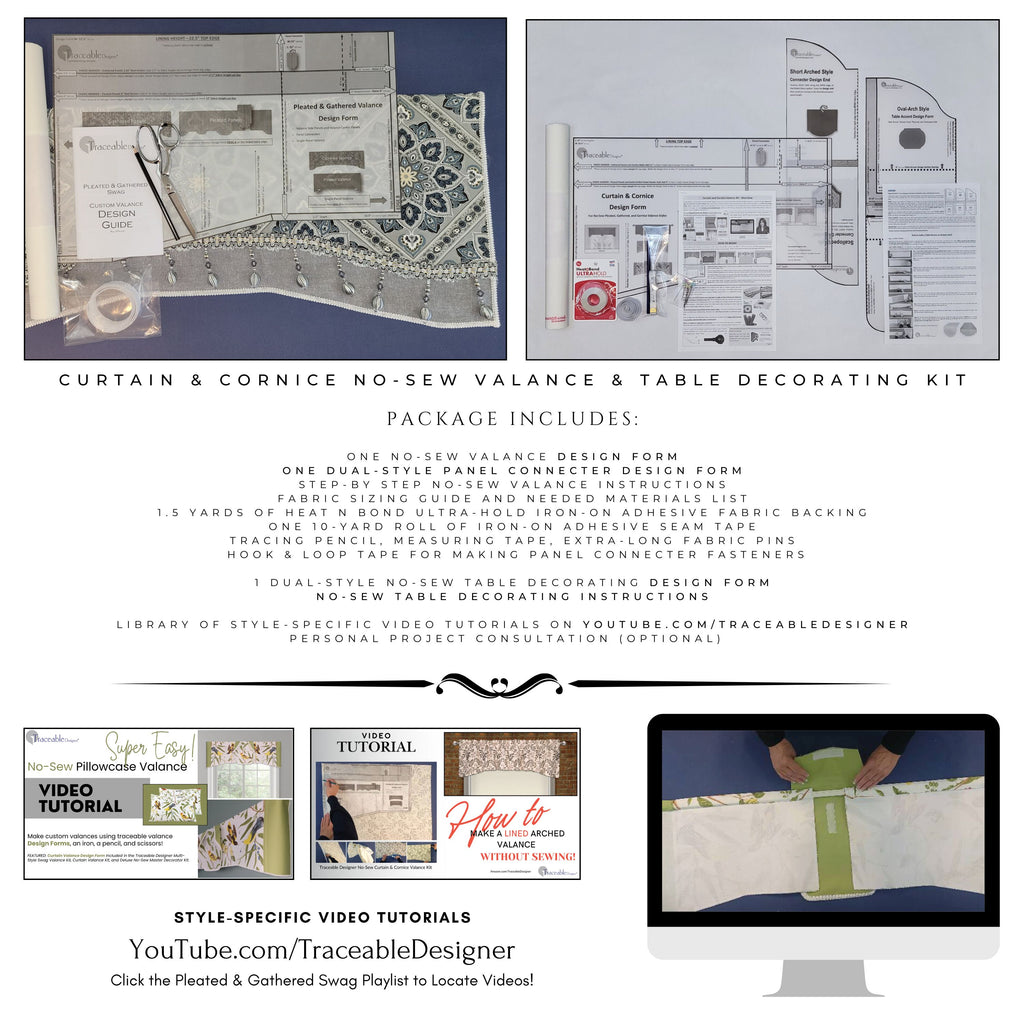 Multi-Style Curtain & Cornice Kit, Use Any Fabric to Make Custom Valances Without Sewing!