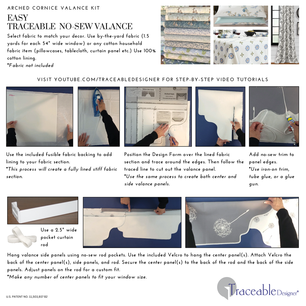 Traceable Designer® Arched Window Cornice – TraceShaper™ Valance Kit