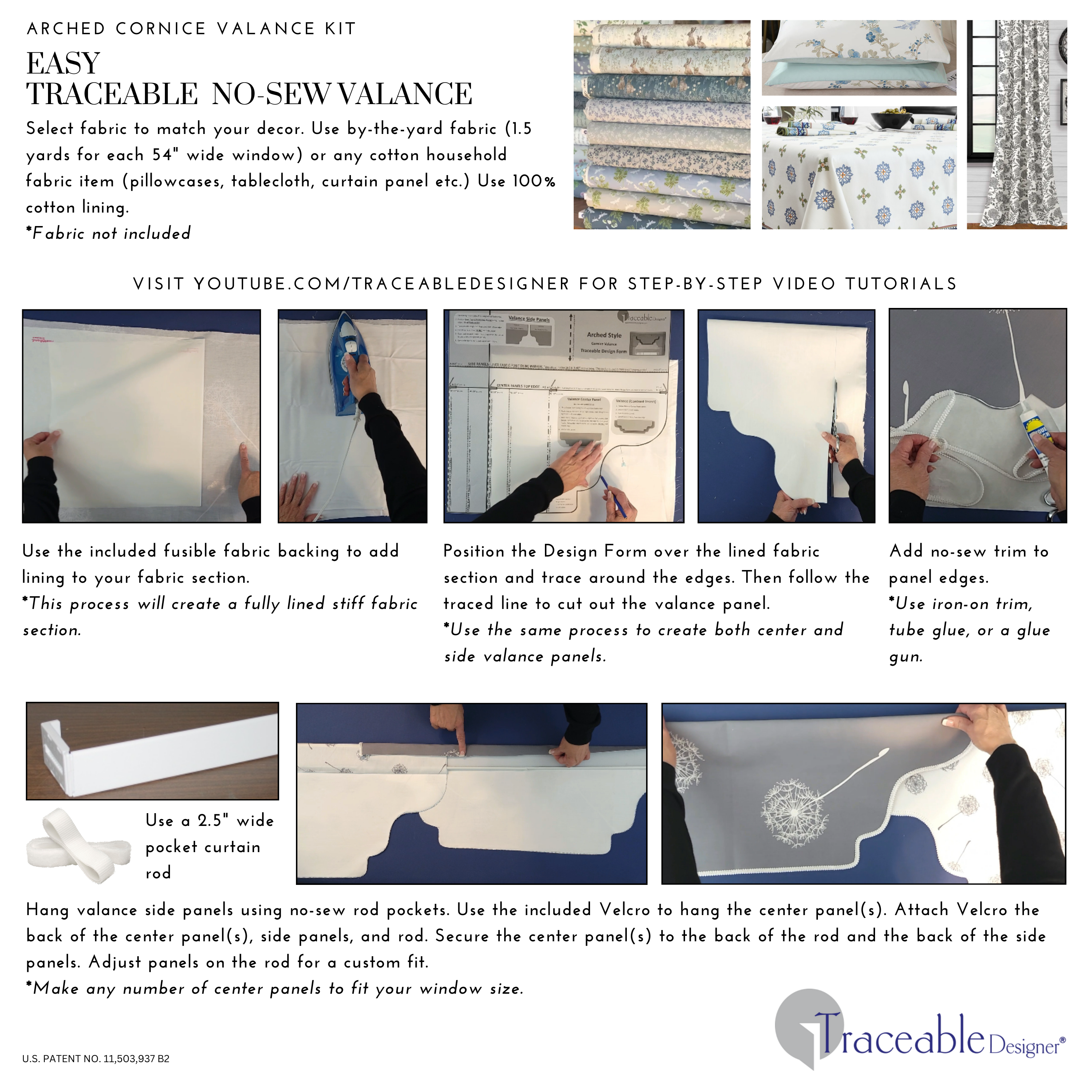 Traceable Designer® Arched Window Cornice – TraceShaper™ Valance Kit