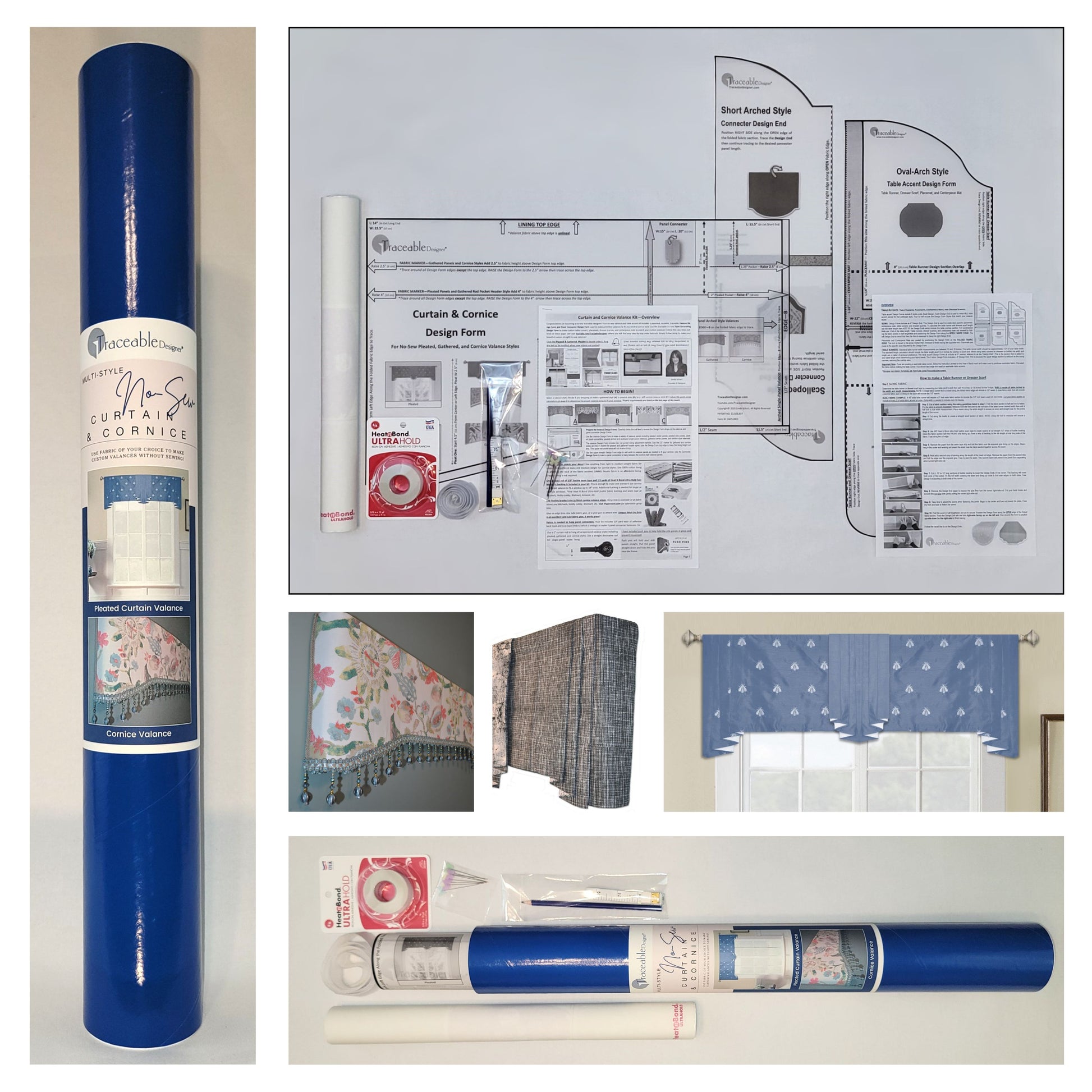 Multi-Style Curtain & Cornice Kit, Use Any Fabric to Make Custom Valances Without Sewing!
