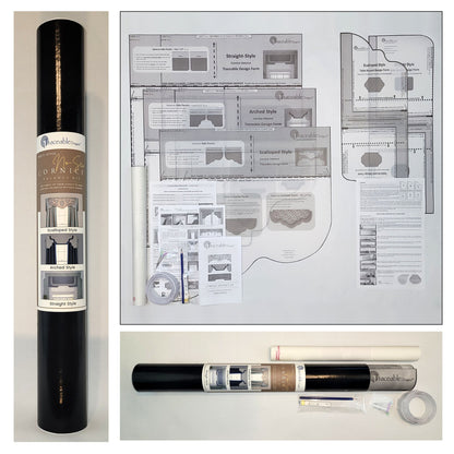 Traceable Designer multi-style no-sew rod pocket valance kit. Lined cornice styles are great for room darkening. Traceable design forms are the perfect sewing alternative for custom window treatments and DIY projects. Use a standard curtain rod. Fit all window sizes. 
