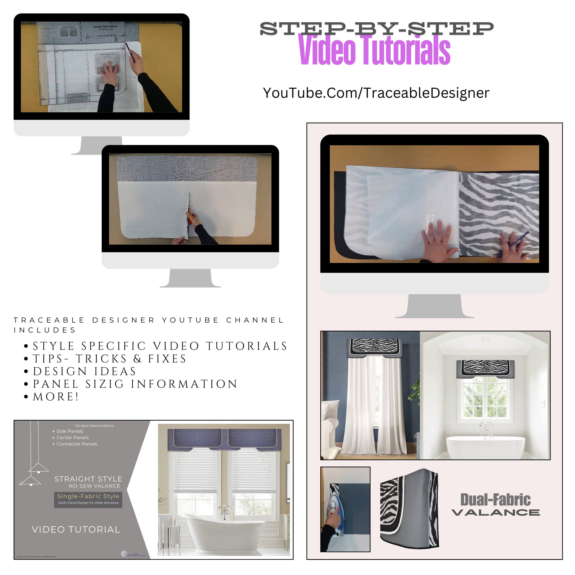 Straight Cornice Kit, Custom Valance, Sewing Alternative, Room Darkening, Rod Pocket