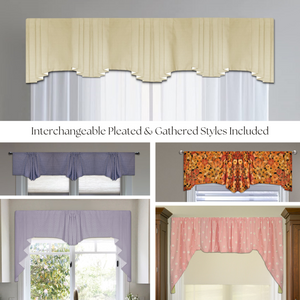 Traceable Designer No-Sew Master Decorator Kit includes pleated and gathered no-sew curtain style valances.