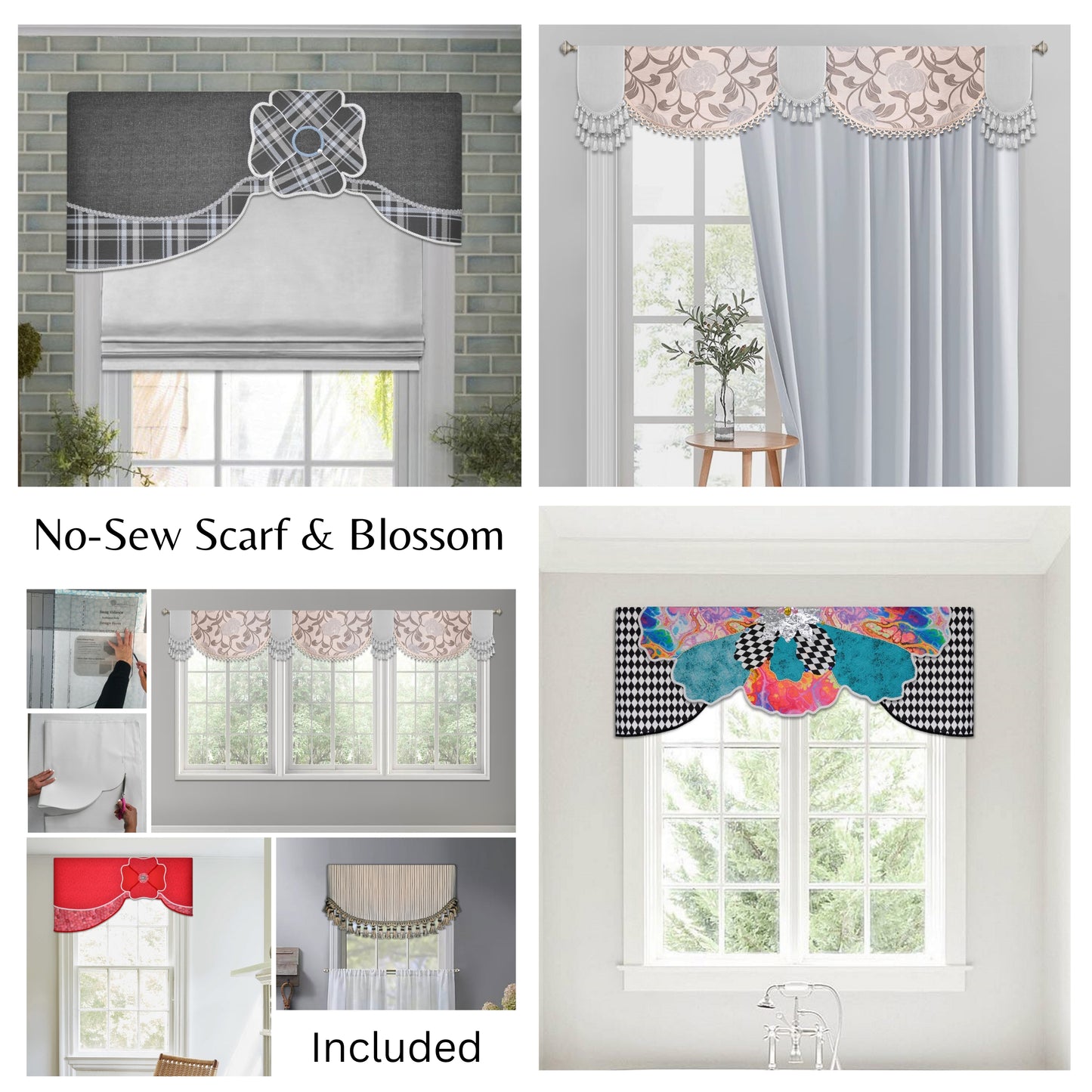 Traceable Designer no-sew master decorator kit includes unique swag, scarf, and blossom valance styles.