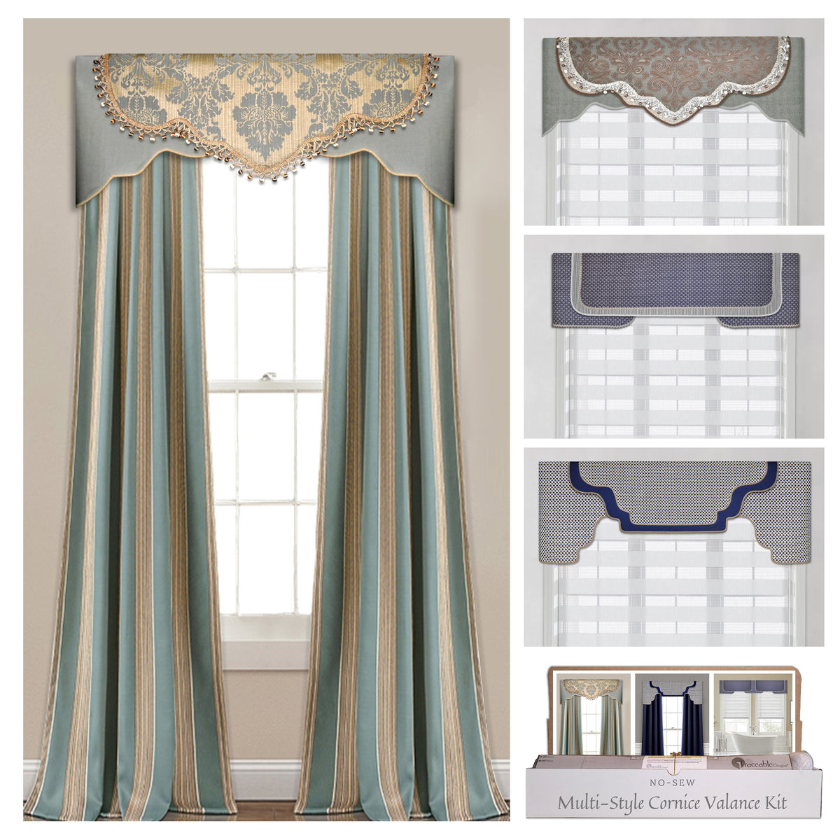 Multi Patterned Valance Multi-Style Cornice Valance Kit for Making Custom Valances Without ...