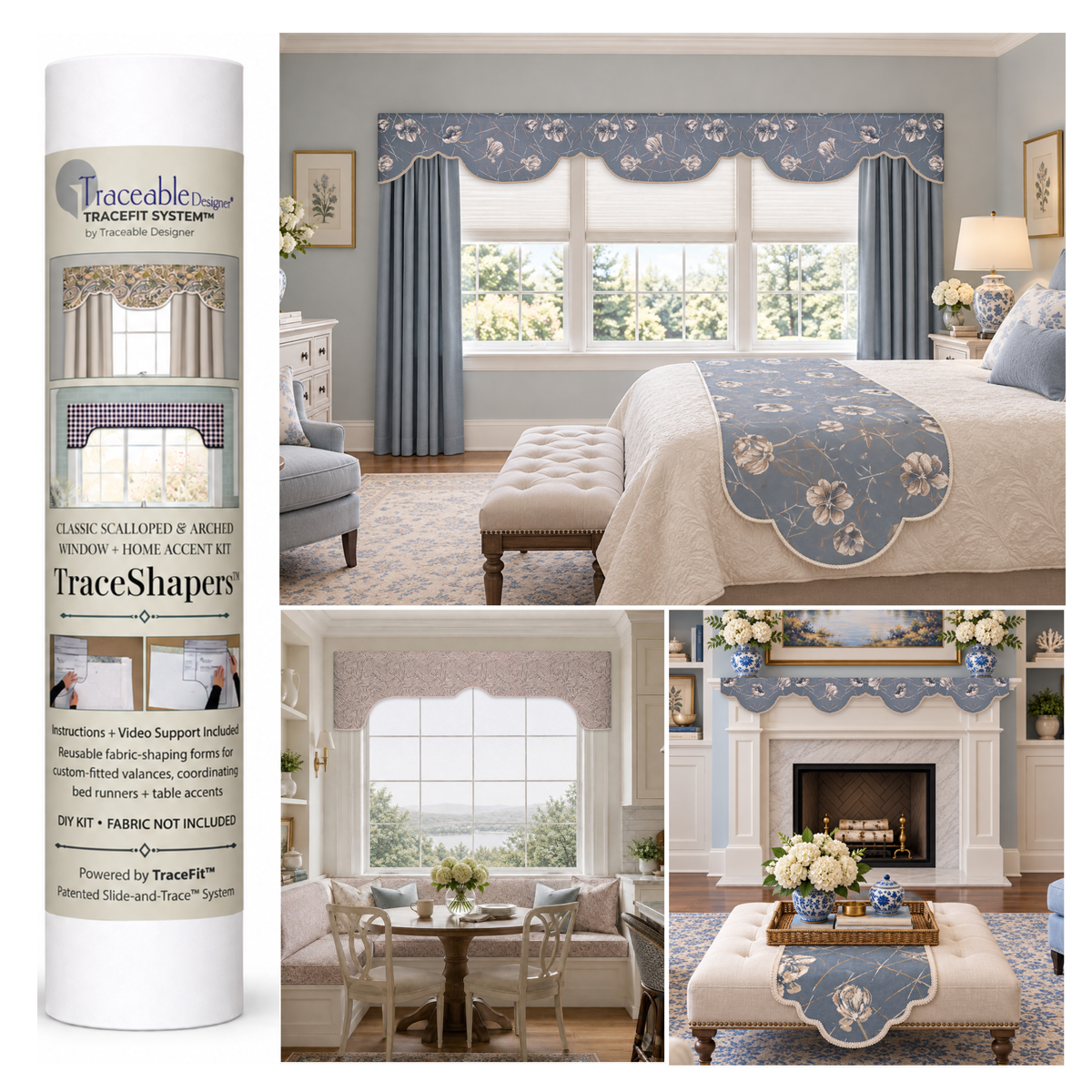 Multi-Style Classic Scalloped & Arched No-Sew Valance & Home Accent Kit