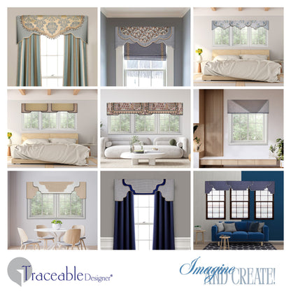Traceable Designer multi-style no-sew cornice valance kit. Make custom curtains without sewing. Lined panels include a rod pocket for hanging on a curtain rod. Fit all window sizes and styles. Room darkening valance is perfect for traditional, modern, contemporary , farmhouse decor.
