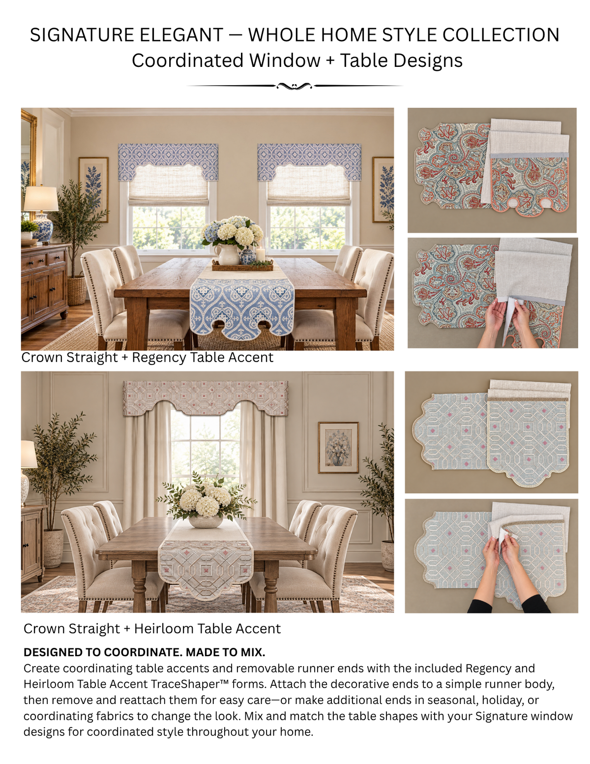 Elegant Window Valance Kit | Arched & Crown Straight Rod-Pocket Styles | All Window Sizes | No-Sew Fabric-Shaping Forms by Traceable Designer®