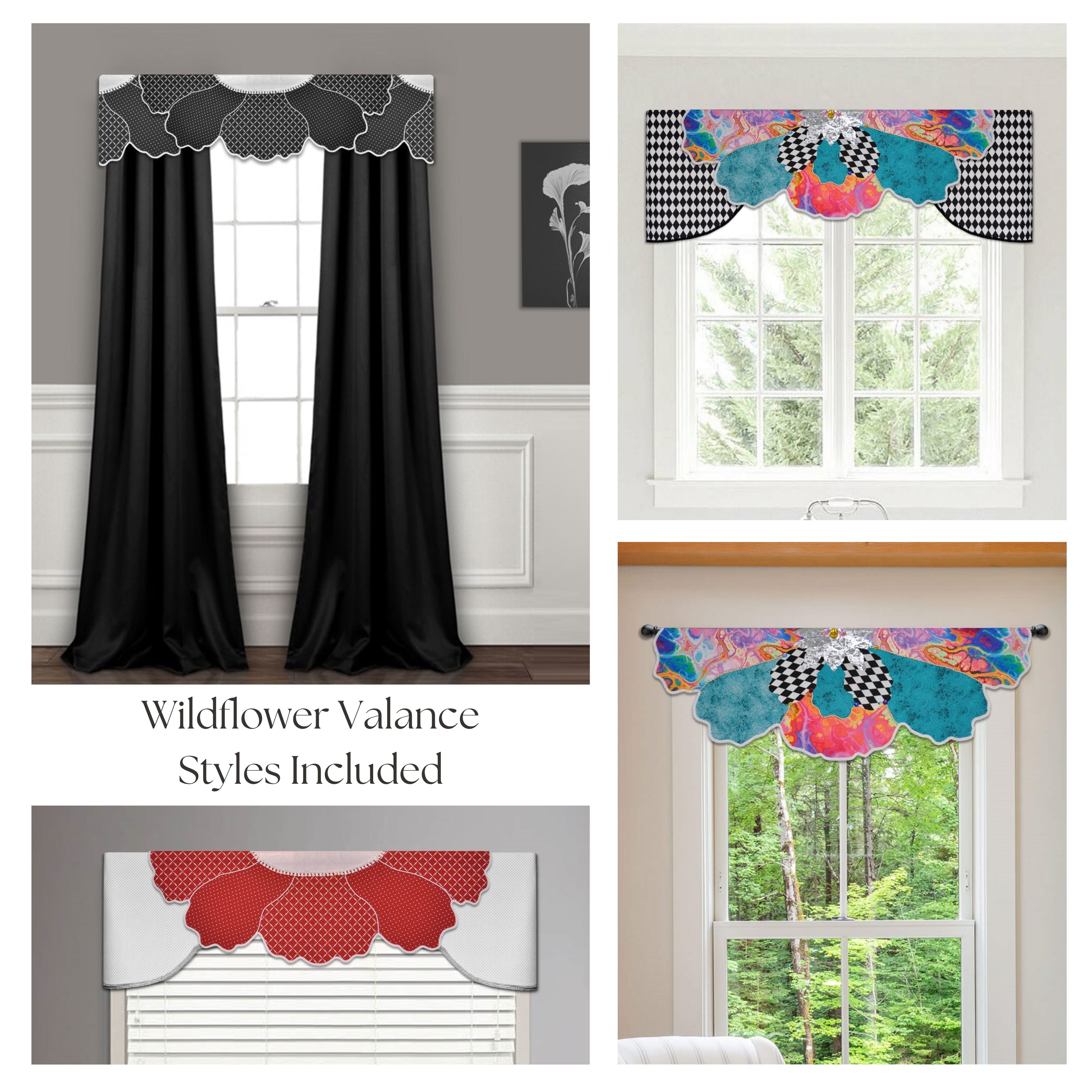 Traceable Designer Pleated Swag Valance Curtain Kit, Reusable, No