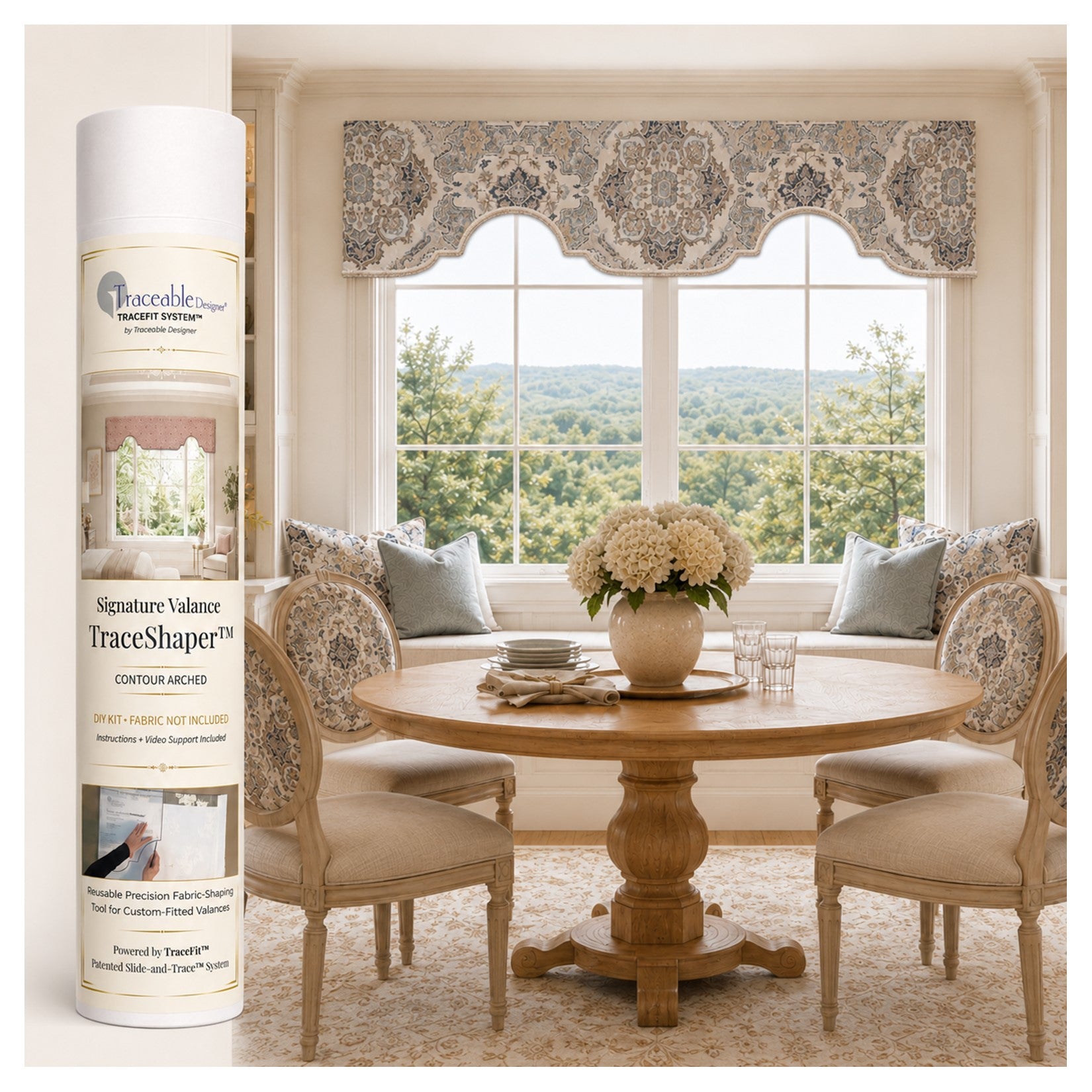 Traceable Designer® Signature Contour Arched TraceShaper™ Valance Kit | No-Sew Custom-Fitted Valance