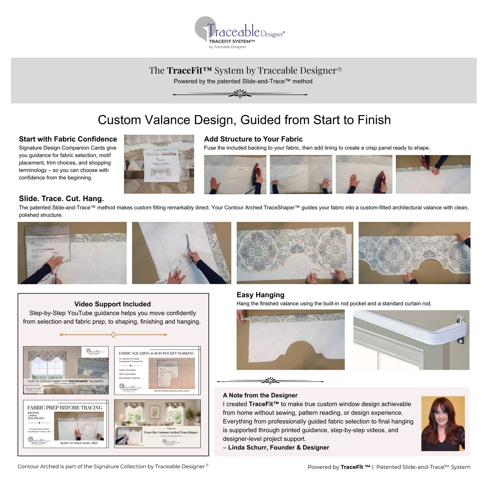 Traceable Designer® Signature Contour Arched TraceShaper™ Valance Kit | No-Sew Custom-Fitted Valance