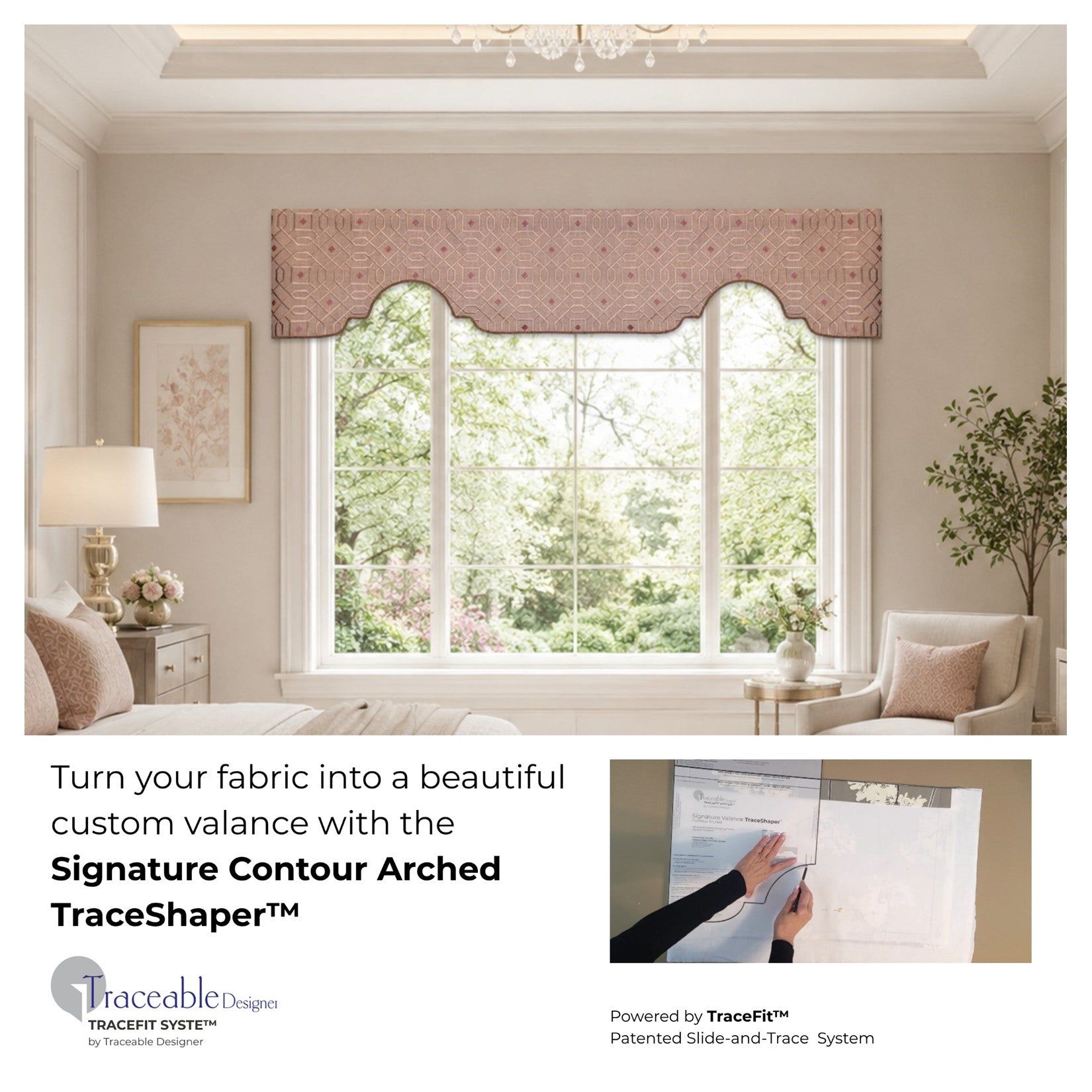 Traceable Designer® Signature Contour Arched TraceShaper™ Valance Kit | No-Sew Custom-Fitted Valance