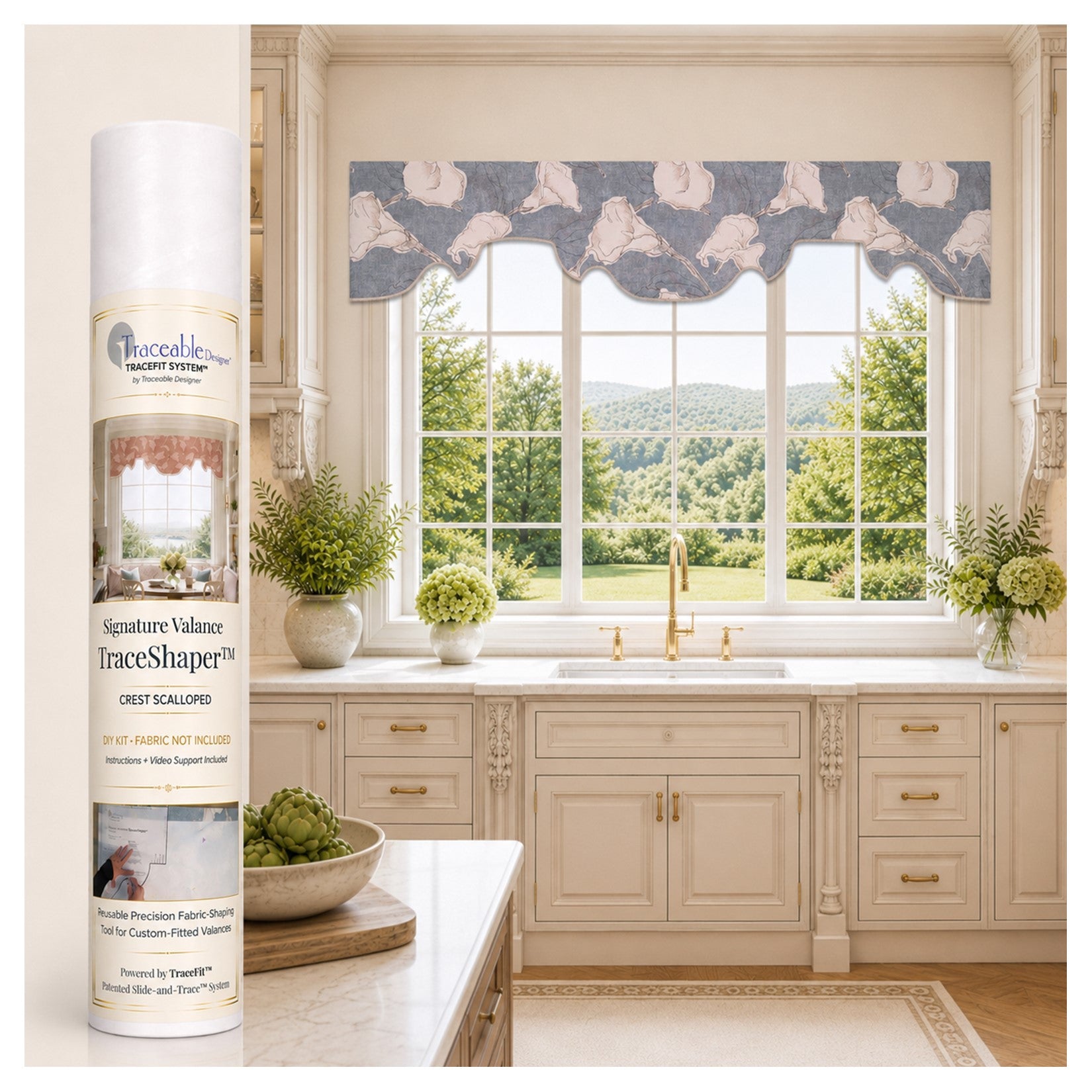 Traceable Designer Signature Crest Scalloped TraceShaper Valance Kit