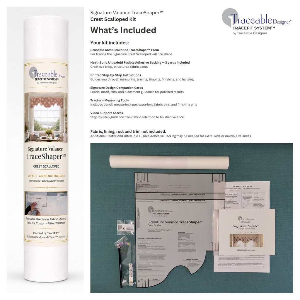 Traceable Designer Signature Crest Scalloped TraceShaper Valance Kit
