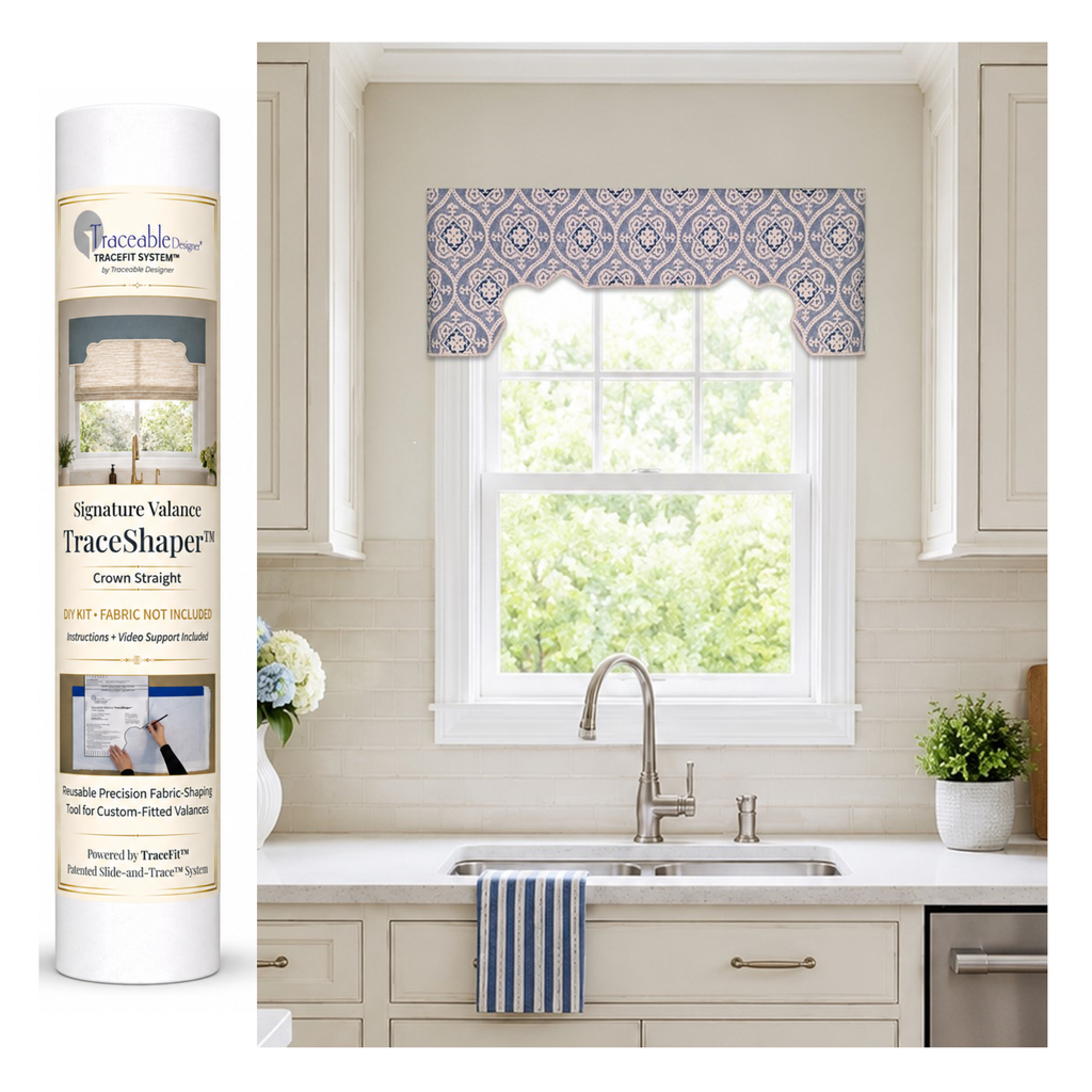 Crown Straight Window Valance Kit | Rod-Pocket | Fits All Window Sizes | No-Sew Fabric-Shaping Form by Traceable Designer®