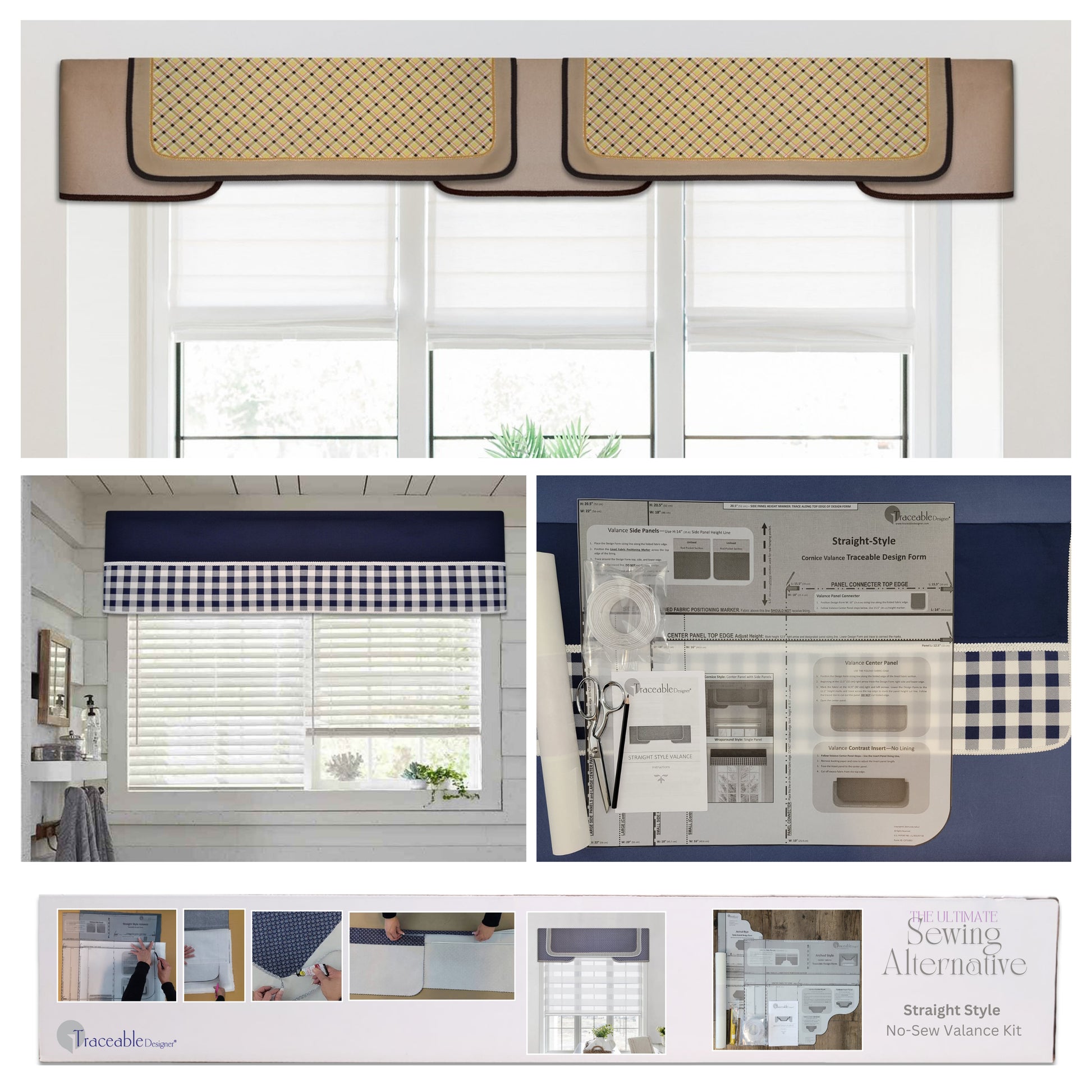 Straight Cornice Kit, Custom Valance, Sewing Alternative, Room Darkening, Rod Pocket