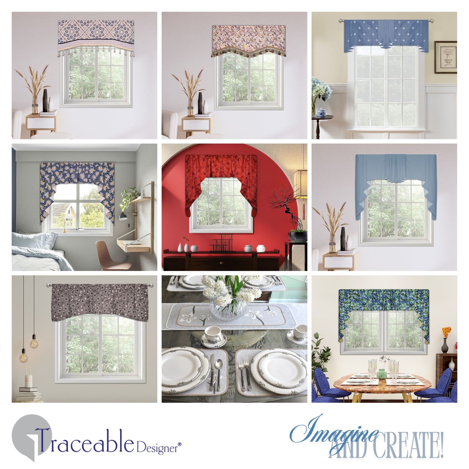 Multi-Style Swag Valance Kit, Make Custom Curtain Window Treatments Without Sewing