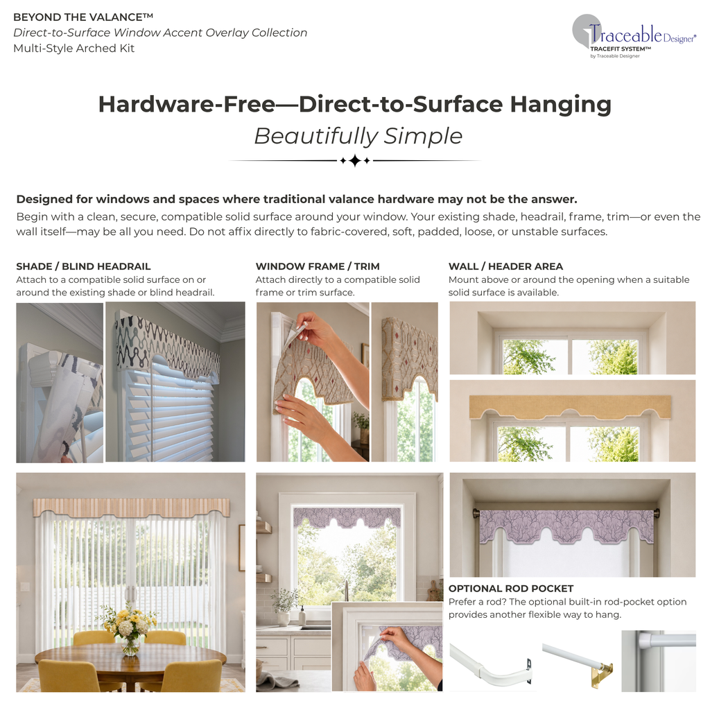 Beyond the Valance™ Arched Direct-to-Surface No-Sew Window Overlay Kit