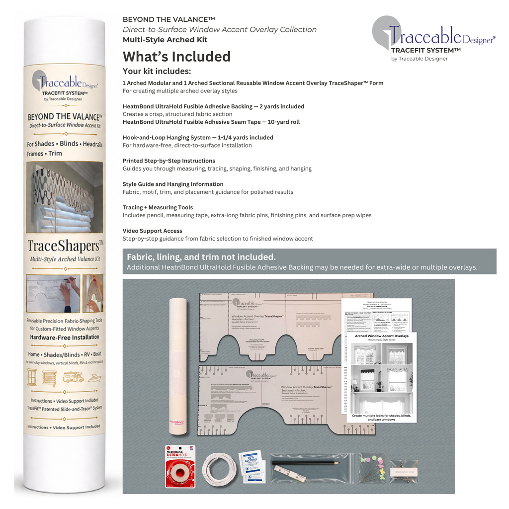 Beyond the Valance™ Arched Direct-to-Surface No-Sew Window Overlay Kit