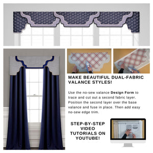 Traceable Designer No-Sew Arched Style Cornice Valance & Table Decorating Kit for DIY Home Decorating