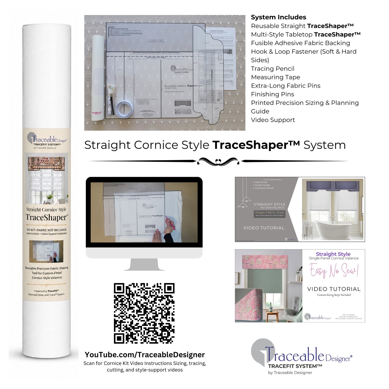 Traceable Designer® Straight Window Cornice – TraceShaper™ Valance Kit