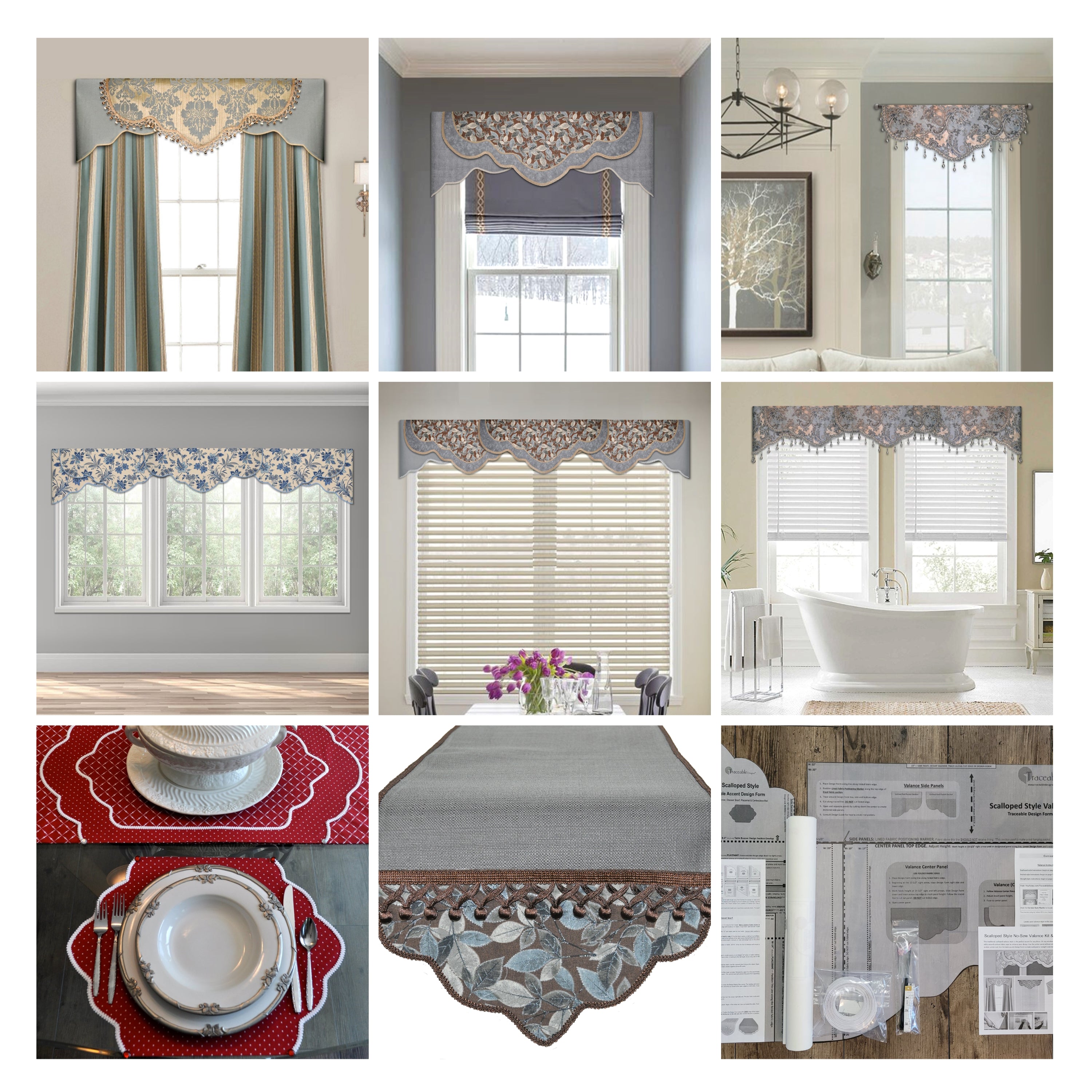 Scalloped Cornice Kit, Custom Valance, Sewing Alternative, Room Darkening, Rod Pocket Scalloped Cornice Kit, Custom Valance, Sewing Alternative, Room Darkening, Rod Pocket