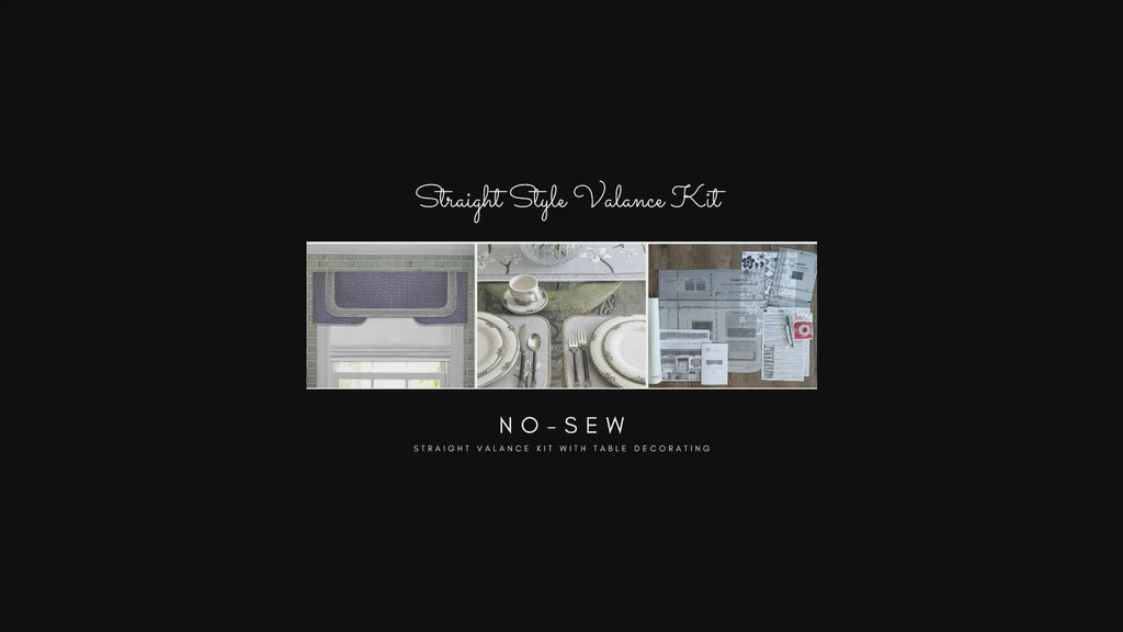 Traceable Designer no-sew straight style valance kit. Make rod pocket curtains for kitchen, bedroom, living room. The perfect sewing alternative for DIY custom window projects. Use valances over drapes, shades, louvered blinds.
