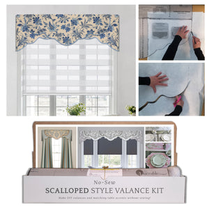 Traceable Designer No-Sew Scalloped Style Cornice Valance & Table Decorating Kit for DIY Home Decorating