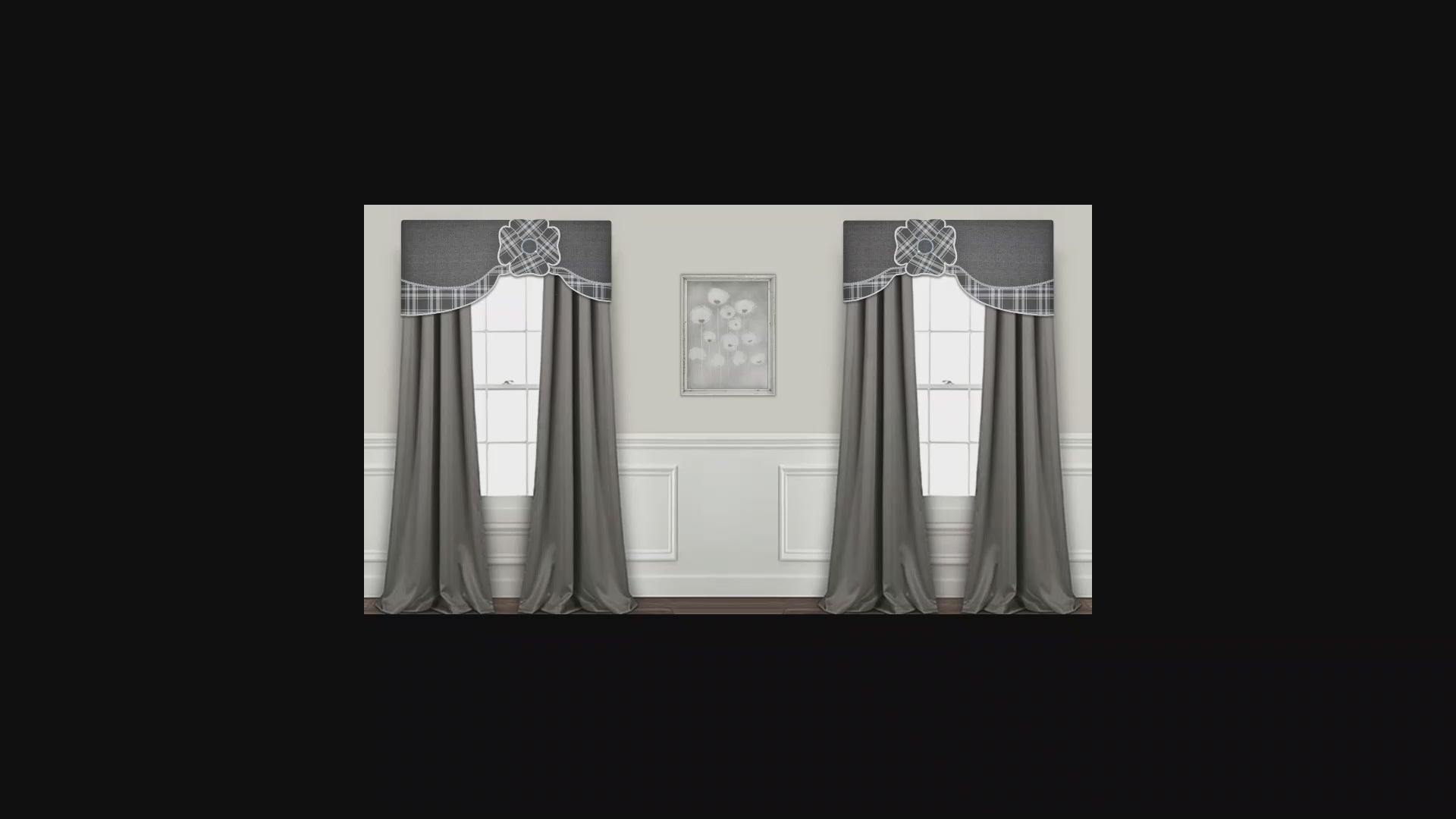 Traceable Designer swag, scarf & blossom no-sew valance kit. Make beautiful custom cornice valances without sewing. DIY home decorating kit is reusable for making unlimited window valances and matching table accents
