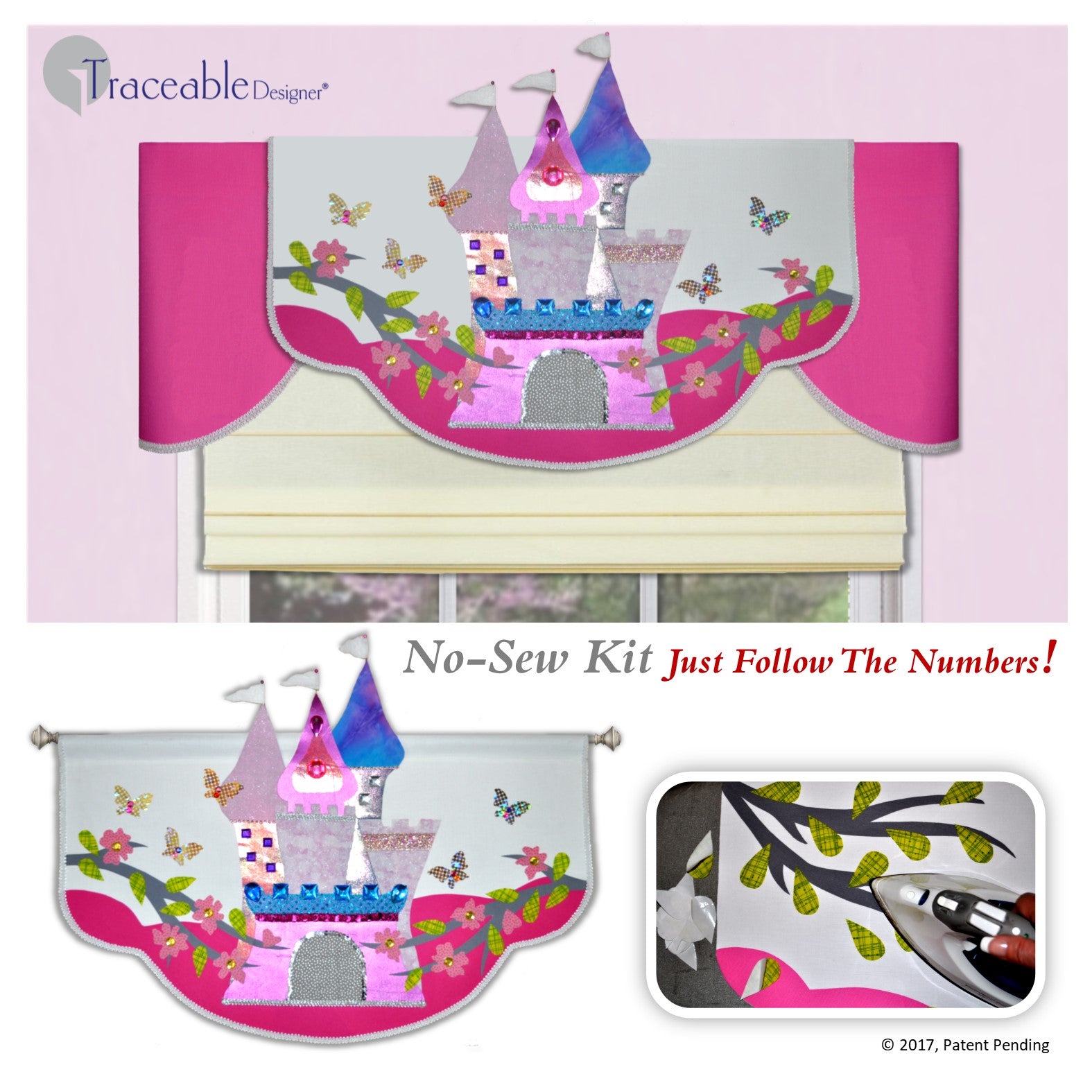 Traceable Designer children's room decorating kit. Easy no-sew decorating for girls bedroom or nursery.  Designed by Linda Schurr