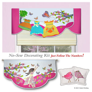 Traceable Designer children's room decorating kit. Easy no-sew decorating for girls bedroom or nursery.  Designed by Linda Schurr