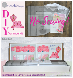 Traceable Designer 3D princess valance and room decorating kit for girls bedroom or nursery.  Designed by Linda Schurr