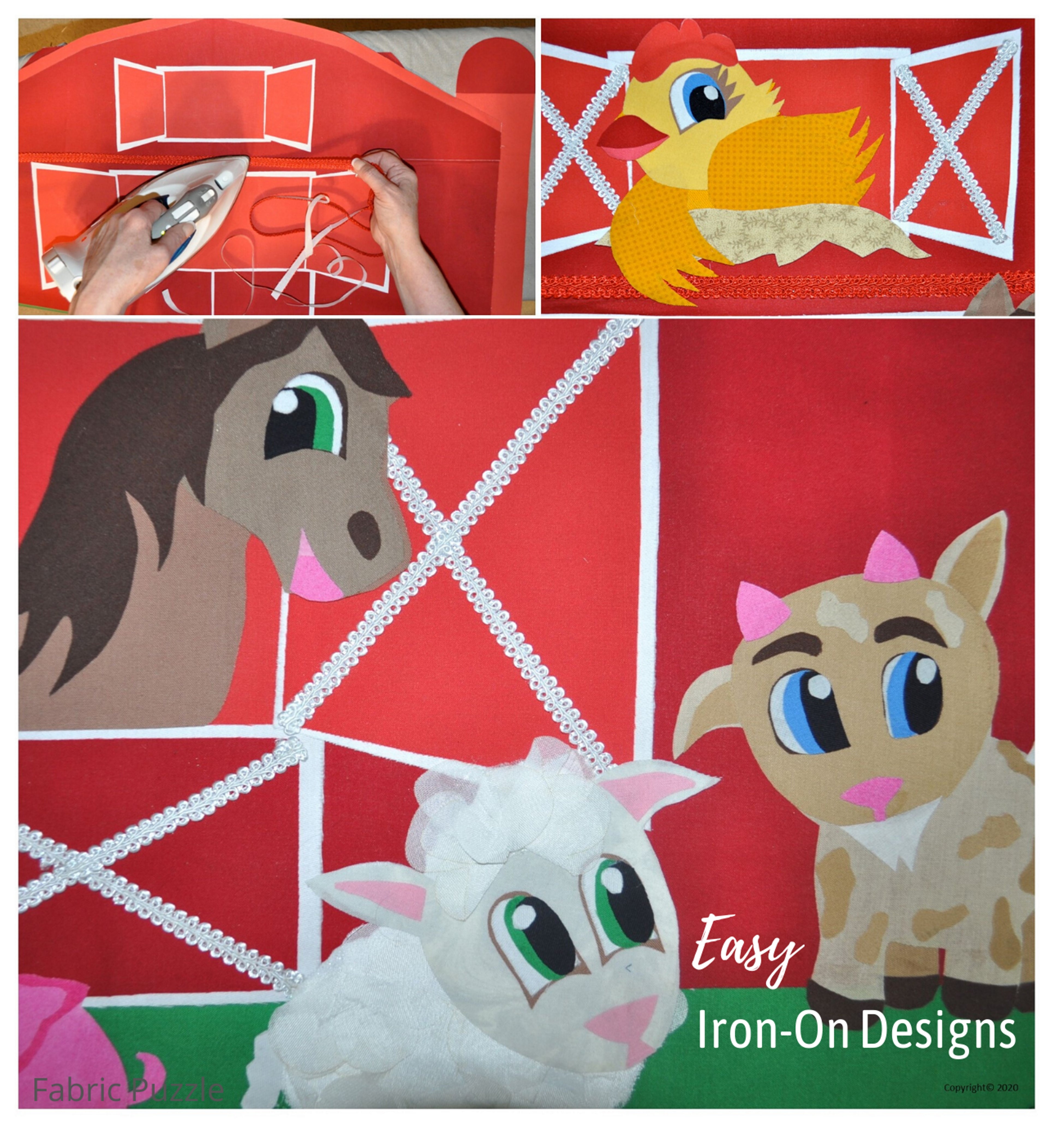 DIY children's decorating kit, valance for kids room, farm life and barn, easy no sew decor for nursery or bedroom.  Designed by Linda Schurr