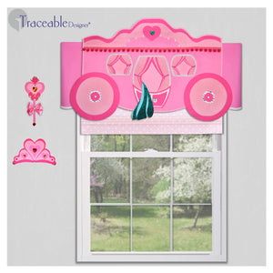 Traceable Designer princess valance and room decorating kit for girls bedroom or nursery, 3D window castle.  Designed by Linda Schurr